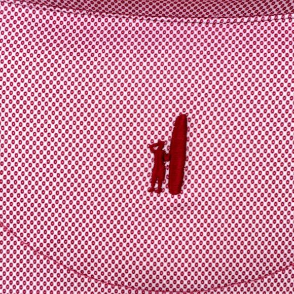 Johnnie O Mens Perforamce Polo Shirt Size XL Golf Summer Active Geo Print Pink - Picture 4 of 6
